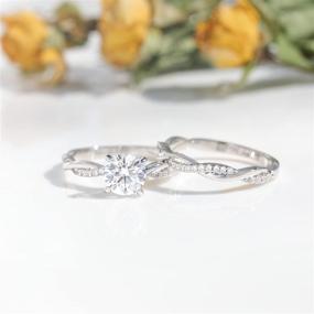 img 3 attached to 💍 Greenpod 1.5ct Round Bridal Ring Set for Women - Twisting Infinity Pave Design, Cubic Zirconia, Size 4-12