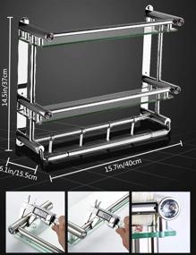 img 1 attached to 🛁 Premium Tempered Glass Bathroom Shelf with Stainless Steel Wall Mount - 2 Tiers, Towel Hanger Included