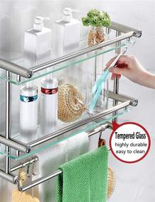 img 3 attached to 🛁 Premium Tempered Glass Bathroom Shelf with Stainless Steel Wall Mount - 2 Tiers, Towel Hanger Included