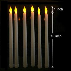 img 3 attached to Datomarry 12-Pack Remote Flameless LED Taper Candles with Yellow Flickering Light - Realistic 11-inch Ivory White Battery Operated Candlestick for Halloween and Christmas