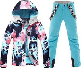 img 4 attached to 🌈 Colorful Printed Waterproof Women's Ski Bib Suit Jacket and Pants Set for Snowboarding