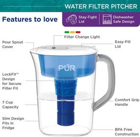 img 1 attached to 💧 PUR 7 Cup Water Filter Pitcher with Ultimate Filtration, Clear/Blue