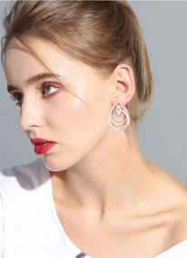 img 3 attached to 👂 HEIDKRUEGER Twisted Earrings: Stylish Round Double Circle Stud Earrings for Women & Girls