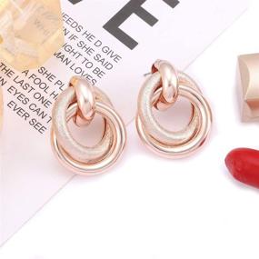 img 2 attached to 👂 HEIDKRUEGER Twisted Earrings: Stylish Round Double Circle Stud Earrings for Women & Girls