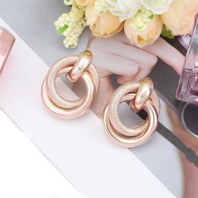 img 1 attached to 👂 HEIDKRUEGER Twisted Earrings: Stylish Round Double Circle Stud Earrings for Women & Girls