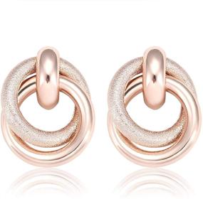 img 4 attached to 👂 HEIDKRUEGER Twisted Earrings: Stylish Round Double Circle Stud Earrings for Women & Girls