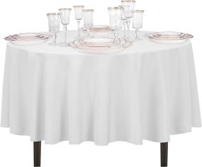 img 2 attached to 🌟 High-Quality LinenTablecloth 90 Inch Round Polyester Tablecloth - Elegant, Durable, and Versatile