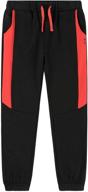 👖 kowdragon contrast elastic sweatpants: stylish boys' fleece clothing for ultimate comfort and style logo