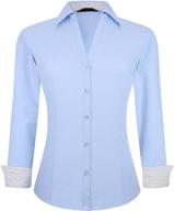 👗 stretchy long sleeve button down dress shirt for women - easy care casual shirt by alex vando логотип