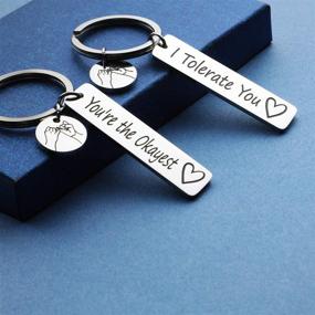 img 1 attached to BFF Friendship Gifts Keychain Set - Funny Couple Keychain Gift for BFF Boyfriend - I Tolerate You/You're The Okayest - 2 PCS Friend Jewelry (I Tolerate You Okayest-KR)