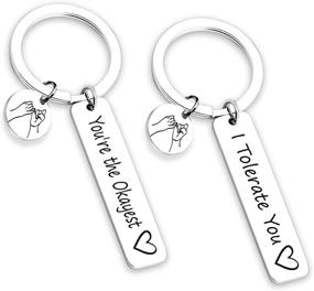 img 4 attached to BFF Friendship Gifts Keychain Set - Funny Couple Keychain Gift for BFF Boyfriend - I Tolerate You/You're The Okayest - 2 PCS Friend Jewelry (I Tolerate You Okayest-KR)