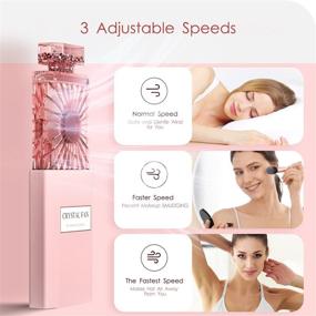 img 2 attached to 💪 Powerful Pink Lady Handheld Fan: Rechargeable & Portable with 3 Speeds for Cooling, Perfect for Office, School & Working Women