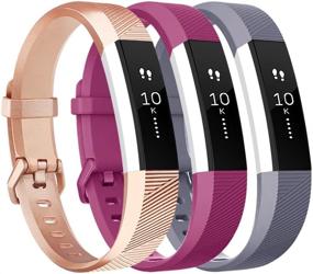 img 4 attached to 🌸 Vancle Adjustable Replacement Wristbands for Fitbit Alta HR/Ace - Rose-Gold/Gray/Fuchsia, Small