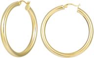 large 42mm gold plated tube earrings - lightweight statement hoops, thick hollow gold hoops logo