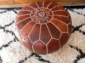 img 1 attached to 🪑 Set of 2 Stunning Moroccan Pouf in Dark Brown - Ottomans Poffes, Footstool Poufs, 100% Handmade Leather Poof Home Gifts, Wedding Gifts, Foot Stool, Ready to Transform Your Living Room!