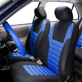 img 3 attached to FH Group FB068BLUE102 Blue Universal Bucket Seat Cover (Premium 3D Air Mesh Design Airbag Compatible)