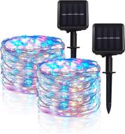 🌈 2 pack hemasxing solar fairy lights outdoor waterproof 33ft multicolor string lights with 100 led, 8 modes, copper wire, solar powered twinkle lights for garden, patio, yard, christmas decoration logo