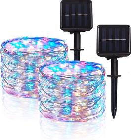 img 4 attached to 🌈 2 Pack Hemasxing Solar Fairy Lights Outdoor Waterproof 33ft Multicolor String Lights with 100 LED, 8 Modes, Copper Wire, Solar Powered Twinkle Lights for Garden, Patio, Yard, Christmas Decoration