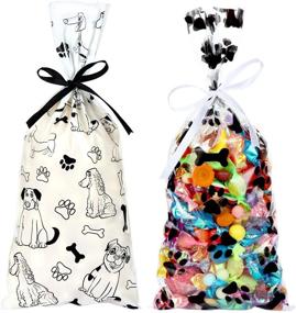 img 3 attached to 🐾 100 Piece Dog Paw Bone Print Treat Bags with Ribbon Ties - Perfect Candy Gift Bags for Pet Treat Party Favor (Dog Pattern Style)
