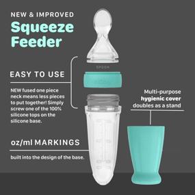 img 3 attached to 🍼 Nuby New and Enhanced Silicone Food Dispensing Squeeze Feeder with Cover and Stand, Recommended for Babies 4+ Months, 3 Oz/ 90 Ml, Assorted Colors: Blue, Pink, Green