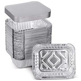 img 4 attached to 🍽️ XIAFEI 1LB Takeout Foil Pans with Lids - Pack of 50 | Recyclable Food Storage | Disposable Aluminum Foil for Catering, BBQ, Potlucks, and Holidays