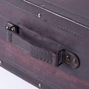 img 1 attached to 🧳 Retro Inspired Brown Wooden Suitcase with Stylish Leather Trim