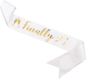 img 3 attached to 🎉 Finally Legal 21 Satin Sash - 21st Birthday Sash for Drinking Age Celebration, Party Supplies, Favors, and Decorations (White)