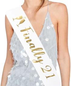 img 4 attached to 🎉 Finally Legal 21 Satin Sash - 21st Birthday Sash for Drinking Age Celebration, Party Supplies, Favors, and Decorations (White)