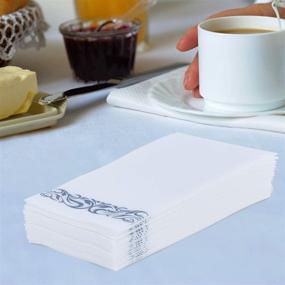 img 1 attached to 🎉 JOLLY CHEF 100 Decorative Paper Guest Towels, Soft and Absorbent Line-Feel Hand Towels for Kitchen, Bathroom, Weddings, Parties, Silver and White