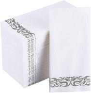 🎉 jolly chef 100 decorative paper guest towels, soft and absorbent line-feel hand towels for kitchen, bathroom, weddings, parties, silver and white logo