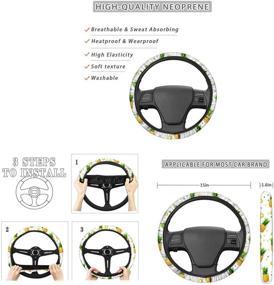 img 3 attached to 🐄 INSTANTARTS Cow Lover 7 Piece Set: Seat Belt Pads, Cup Mats, Keychain & Steering Wheel Cover - Black and White