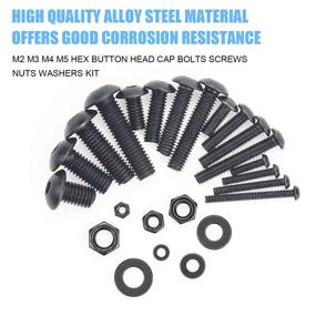 img 1 attached to DYWISHKEY 1220 Pieces M2 M3 M4 M5 Hex Button Head Cap Bolts Screws Nuts Washers Assortment Kit: High-Strength Alloy Steel, 10.9 Grade with Hex Wrenches Included