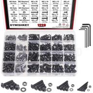 dywishkey 1220 pieces m2 m3 m4 m5 hex button head cap bolts screws nuts washers assortment kit: high-strength alloy steel, 10.9 grade with hex wrenches included logo