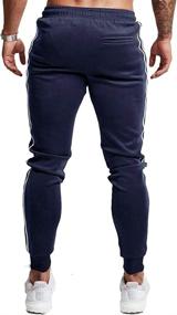 img 1 attached to PIDOGYM Men's Slim Striped Jogger Pants - Tapered Sweatpants for Training, Running, and Workout