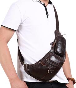 img 1 attached to Leather Crossbody Backpack Business Shoulder Outdoor Recreation