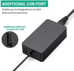 img 1 attached to 💡 Microsoft Surface Pro Charger - 44W 15V 2.58A Power Supply for Surface Pro 7, 6, 5, 4, 3, Surface Laptop 1/2/3, Surface Go 1/2, and Surface Book 1/2 with Additional 5V USB Charging Port