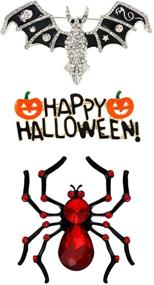 img 4 attached to Набор брошей-булавок CEALXHENY на Хэллоуин: Зловещие дизайны летучей мыши и тыквы для женщин и девочек