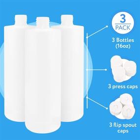 img 1 attached to 🥤 BPA-Free Latex-Free 16oz Plastic Bottle Pack - Includes 6 Caps in 2 Styles | Food-Grade, Perfect for Shampoo, Body Wash, Sauces, and More