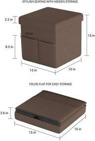 img 2 attached to 🛋️ Luxury Home Linen Brown Foldable Storage Cube Ottoman - Multipurpose Footrest Organizer with Pockets for Bedroom, Living Room, Dorm or RV (Pair)