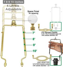 img 3 attached to 🔦 Versatile Lamp Shade Harp Holder - 7, 8, 9, 10 inch, Adjustable, Gold, Fits E26 Light Base and Saddle Base, UNO Fitter Adapter, Brass Color, Includes UNO Fitter Adapter Finial Set