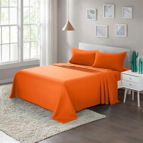 img 4 attached to 🍊 Premium ARTALL Soft Microfiber Bed Sheet Set - Full Size, Deep Pocket Bedding in Vibrant Orange Color