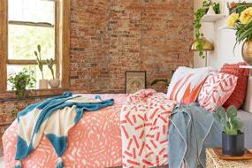 img 4 attached to Refinery29 King Size Orange Bedding Collection: Modern Reversible Ultra Soft Cotton Comforter Set - All Season Premium 4 Piece with Hotel-inspired Design for Home Décor