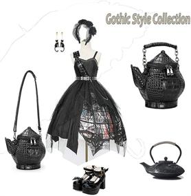img 3 attached to 🧙 Witchy Teapot Shaped Gothic Purse - Crossbody Handbag Novelty - Top-handle Funky Tote - Women's Shoulder Bags