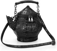 🧙 witchy teapot shaped gothic purse - crossbody handbag novelty - top-handle funky tote - women's shoulder bags logo