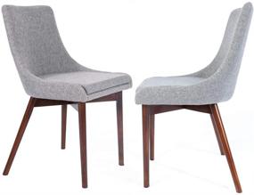 img 2 attached to Modern CangLong Upholstered Fabric Brown Chairs - Set of 2 with Solid Wood Legs in Grey for Kitchen, Dining, Bedroom, and Living Room