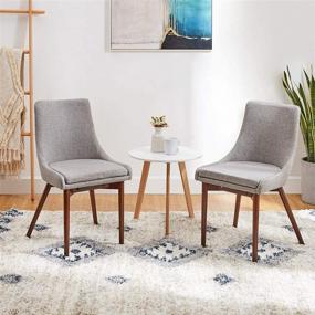 img 1 attached to Modern CangLong Upholstered Fabric Brown Chairs - Set of 2 with Solid Wood Legs in Grey for Kitchen, Dining, Bedroom, and Living Room