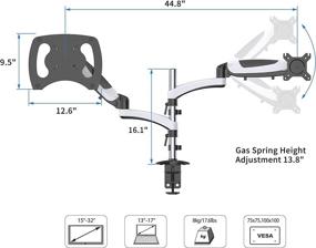 img 3 attached to 🛒 SHOPPINGALL SA-LH08 Dual Gas Spring Monitor & Laptop Mount Stand - Swing Arms, 15"-32" Monitors, White