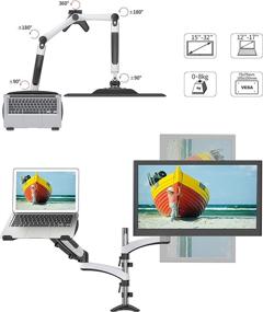 img 2 attached to 🛒 SHOPPINGALL SA-LH08 Dual Gas Spring Monitor & Laptop Mount Stand - Swing Arms, 15"-32" Monitors, White