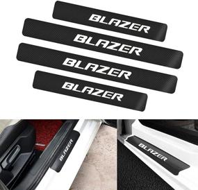 img 4 attached to 🚗 Premium 4Pcs/Set Carbon Fibre Vinyl Reflective Car Door Sill Plate Protectors for Chevy Blazer (for Blazer) - Ultimate Scuff Protection and Stylish Decoration