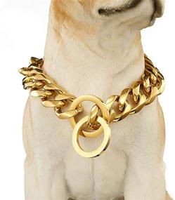 img 4 attached to 🐶 Premium Heavy-Duty 19mm Wide Choker Dog Chains with Safety Lock - Ideal for Large Medium Bulldog Dogs, 18K Gold/Silver/Black Dog Collars, Strong Stainless Steel Metal Curb Cuban Links Slip Training Collars